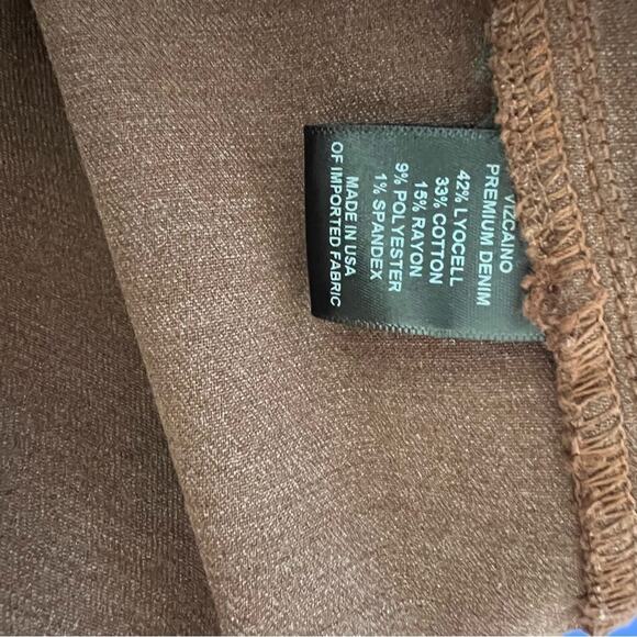 Peruvian Connection Brown Coated Premium Denim Pencil Skirt Size 2 - Picture 9 of 11